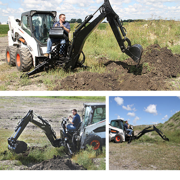 Triple S Power Excavator Backhoe Skid Steer Attachment - 78" Digging Depth