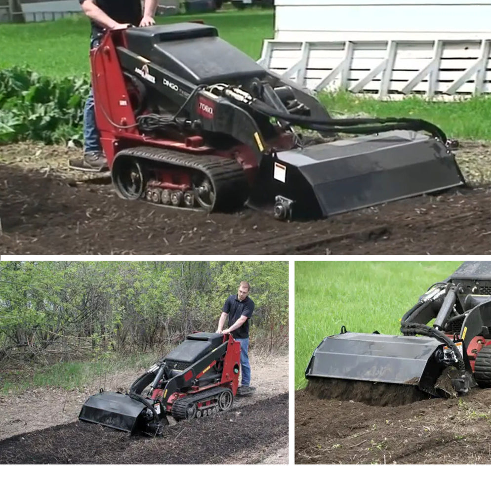 Triple S Power Rotary Tiller Mini Skid Steer Trencher Attachment
